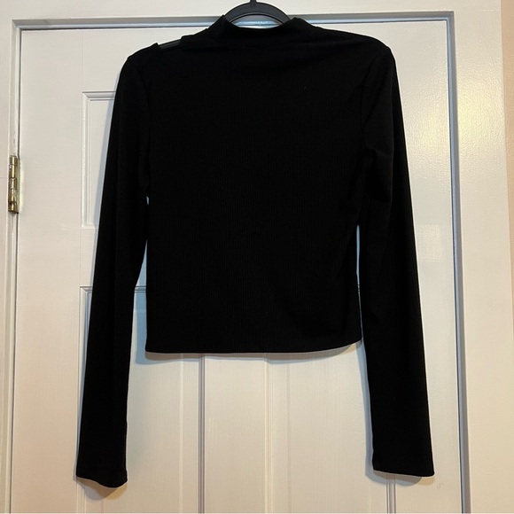 #74 AQUA CUT OUT RIB KNIT TOP BLOOMINGDALE'S EXCLUSIVE $58 - Picture 2 of 4